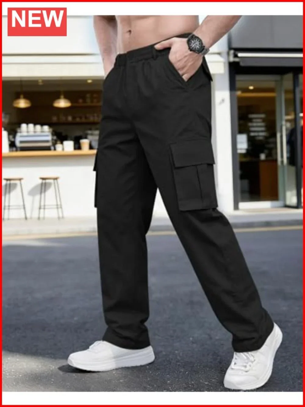 Men's Cargo Pants Stretch Sweatpants Joggers with 6 Pockets